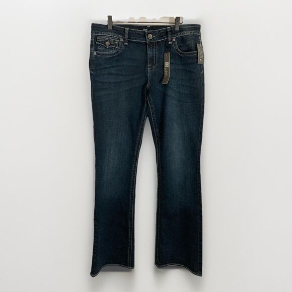 Kut From The Kloth Natalie Jeans 12 Blue Denim High Rise Bootcut Flap Pockets - Picture 1 of 14